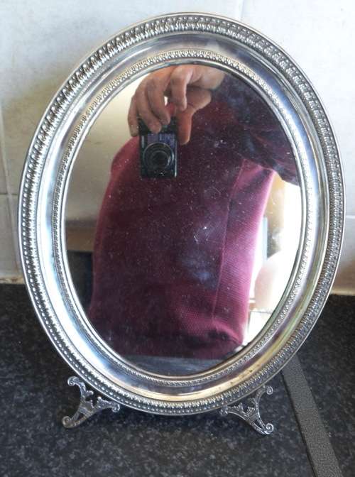 MAGNIFICENT! VINTAGE ITALIAN 800 SILVER TABLE MIRROR CIRCA 1940's VALUE R2550