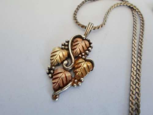 AMAZING!! STERLING SILVER & 12ct ROSE & YELLOW GOLD PENDANT & CHAIN 6,9g WOW!! WOW!!!!