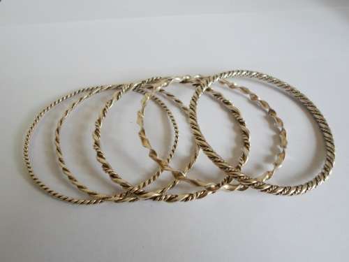 WOW!! COLLECTION OF 5 AMAZING VINTAGE STERLING SILVER BANGLES 55,1g WOW!!  WOW!!