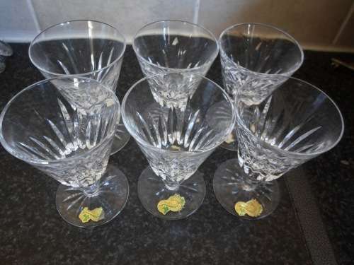 WOW!! RARE!! 6 X VINTAGE WATERFORD CUT CRYSTAL SHERRY GLASSES WITH STICKERS VALUE R1295