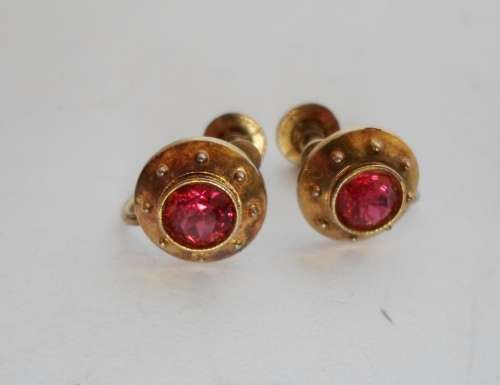 WOW!! EDWARDIAN GILT STERLING SILVER & PASTE EARRINGS CIRCA 1915   3,0g  WOW!!