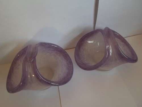 EXQUISITE!! PAIR OF VINTAGE VASART STUDIO GLASS BASKETS WOW!!