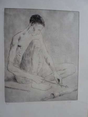 RARE!!!! FRANCOIS KRIGE BUSHMAN ETCHING  2/20   200 X 160mm VALUE R3500 WOW!!