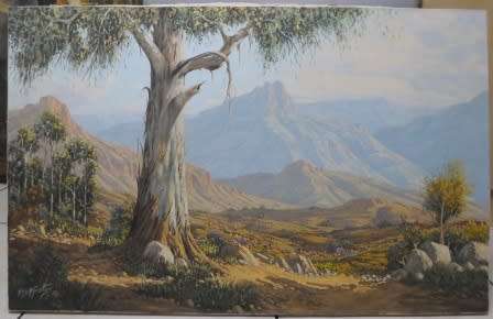 AMAZING!!! LARGE  REG A GRATTAN "LANDSCAPE WITH TREES" OIL ON CANVAS 970 X 610mm VALUE R5000!!