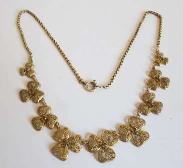 MAGNIFICENT!! VINTAGE GERMAN GILT FILIGREE STERLING SILVER MARCASITE NECKLACE 12,2g  WOW!!