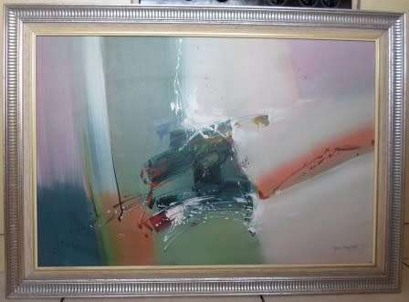 WOW!! LARGE VAN HUSSEN ABSTRACT OIL ON BOARD 900 X 600mm VALUE R3500