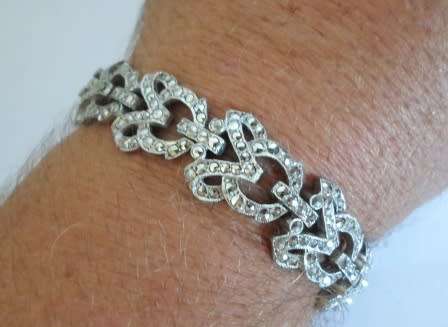 SPECTACULAR!! LARGE QUALITY VINTAGE STERLING SILVER MARCASITE BRACELET   36,7g  WOW!!