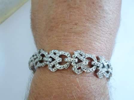 SPECTACULAR!! LARGE QUALITY VINTAGE STERLING SILVER MARCASITE BRACELET   36,7g  WOW!!