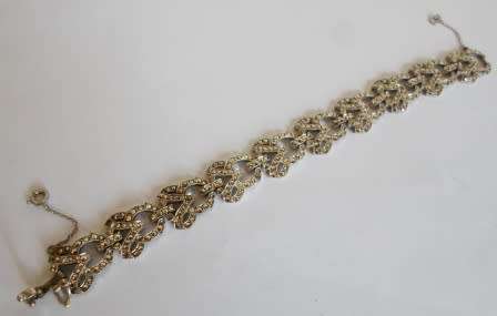 SPECTACULAR!! LARGE QUALITY VINTAGE STERLING SILVER MARCASITE BRACELET   36,7g  WOW!!