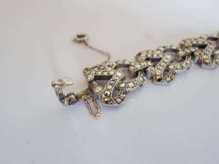 SPECTACULAR!! LARGE QUALITY VINTAGE STERLING SILVER MARCASITE BRACELET   36,7g  WOW!!