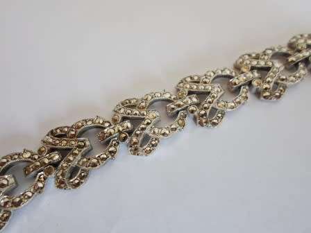 SPECTACULAR!! LARGE QUALITY VINTAGE STERLING SILVER MARCASITE BRACELET   36,7g  WOW!!