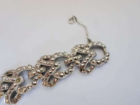 SPECTACULAR!! LARGE QUALITY VINTAGE STERLING SILVER MARCASITE BRACELET   36,7g  WOW!!