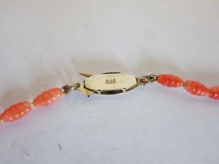 STUNNING!! ART DECO 835 SILVER CARVED CORAL & PEARL NECKLACE CIRCA 1930's   WOW!!