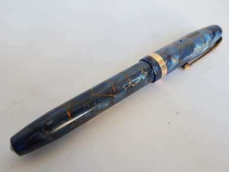 WOW!! VINTAGE CONWAY STEWART 84 BLUE MARBLED FOUNTAIN PEN WITH 14ct GOLD NIB VALUE R1000 WOW!!