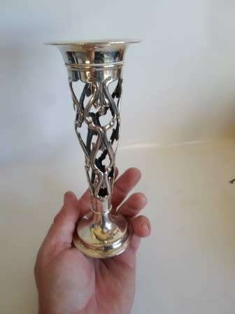 SPECTACULAR!! 1910 BIRMINGHAM SILVER SPILL VASE AMAZING DESIGN  159,7g  WOW!!