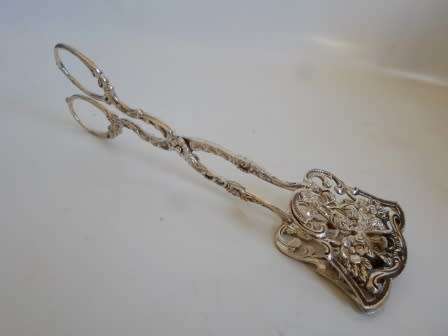 EXQUISITE!! STERLING SILVER MUFFIN TONGS BY ALBERT BODEMER  46,4g  STUNNING DETAIL WOW!!