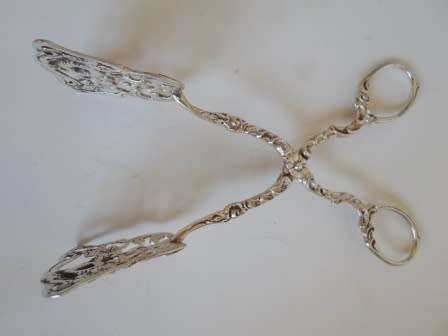 EXQUISITE!! STERLING SILVER MUFFIN TONGS BY ALBERT BODEMER  46,4g  STUNNING DETAIL WOW!!