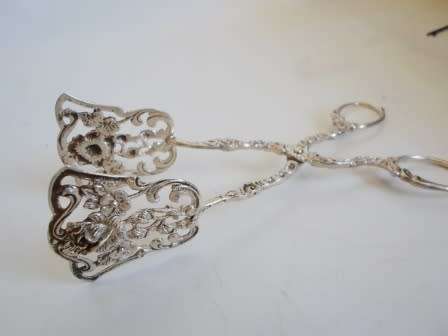 EXQUISITE!! STERLING SILVER MUFFIN TONGS BY ALBERT BODEMER  46,4g  STUNNING DETAIL WOW!!