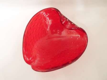 SPECTACULAR!! LARGE 1960's MURANO RUBY RED BUBBLE GLASS BOWL ABSOULTELY STUNNING  WOW!