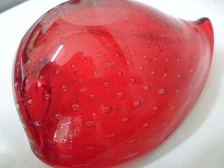 SPECTACULAR!! LARGE 1960's MURANO RUBY RED BUBBLE GLASS BOWL ABSOULTELY STUNNING  WOW!