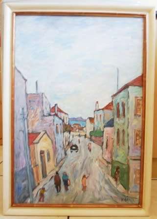 WOW!! LARGE KENNETH BAKER "BO-KAAP" OIL ON BOARD  740 X 500mm  VALUE R15500