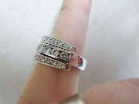 MAGNIFICENT!! RARE REVERSABLE 2 IN 1 STERLING SILVER CZ RING SIZE P   8,3g  WOW!!
