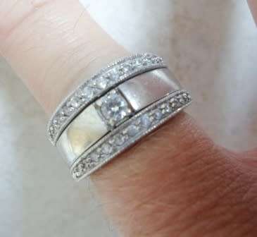 MAGNIFICENT!! RARE REVERSABLE 2 IN 1 STERLING SILVER CZ RING SIZE P   8,3g  WOW!!