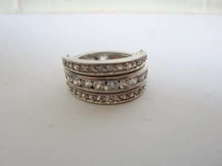 MAGNIFICENT!! RARE REVERSABLE 2 IN 1 STERLING SILVER CZ RING SIZE P   8,3g  WOW!!