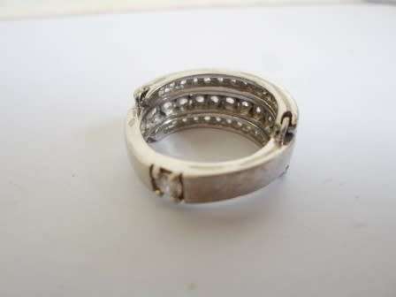 MAGNIFICENT!! RARE REVERSABLE 2 IN 1 STERLING SILVER CZ RING SIZE P   8,3g  WOW!!