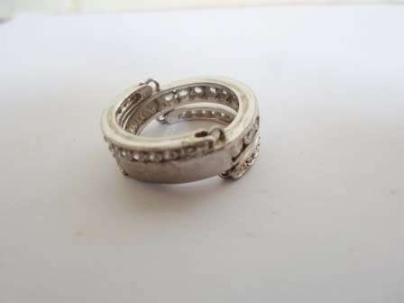 MAGNIFICENT!! RARE REVERSABLE 2 IN 1 STERLING SILVER CZ RING SIZE P   8,3g  WOW!!