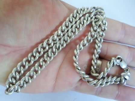 HIGH QUALITY!! THICK & HEAVY STERLING SILVER CHAIN(495mm X 9mm X 4mm)  50,3g WOW!!