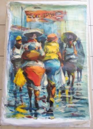 AMAZING!! HUGE!! JUNIOR FUNGAI "SOLDIER ON" ACRYLIC ON CANVAS DATED '19   1300 X 880mm VALUE R19000