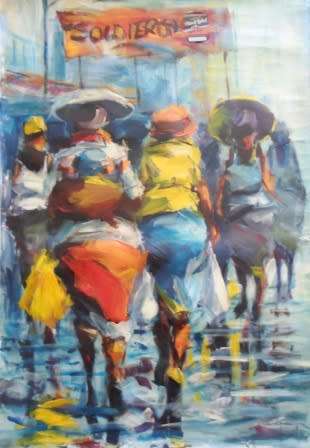 AMAZING!! HUGE!! JUNIOR FUNGAI "SOLDIER ON" ACRYLIC ON CANVAS DATED '19   1300 X 880mm VALUE R19000