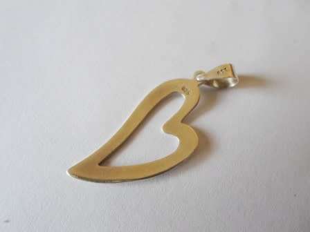 WOW!! GORGEOUS LARGE STERLING SILVER HEART PENDANT  2,3g  WOW!!