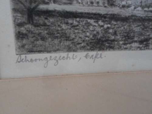 RARE!! ANDRE NAUDE `SCHOONGEZICHT CAPE` ETCHING  200 X 150mm  VALUE R2500  WOW!!