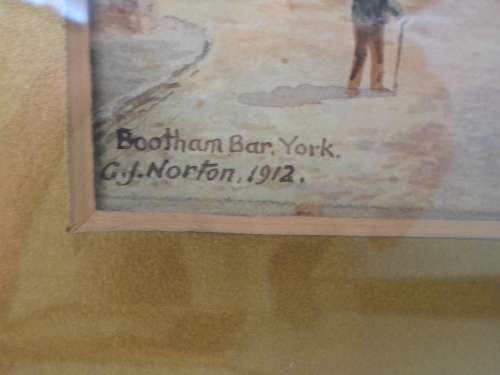 WOW!! ANTIQUE C. J. NORTON `BOOTHAM BAR, YORK` WATERCOLOUR DATED 1912    185 X 120mm  WOW!!