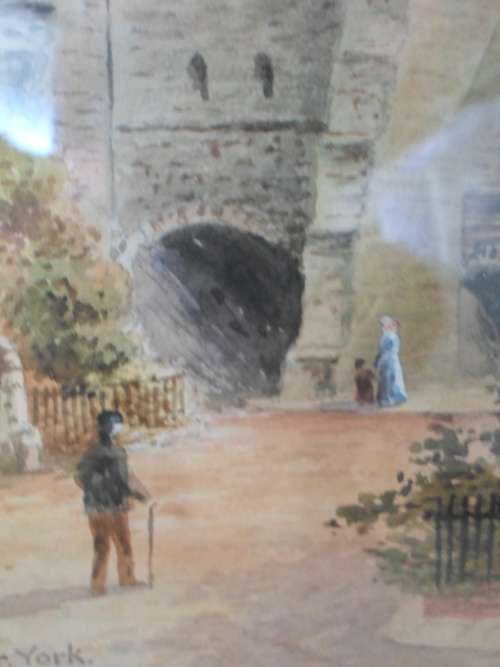WOW!! ANTIQUE C. J. NORTON `BOOTHAM BAR, YORK` WATERCOLOUR DATED 1912    185 X 120mm  WOW!!