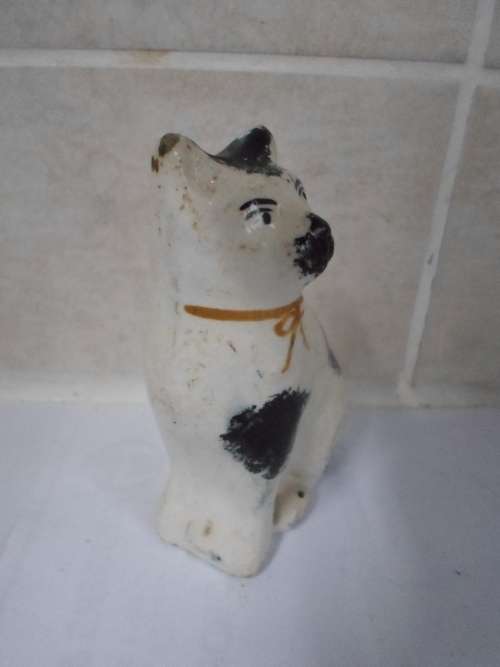 19TH CENTURY STAFORDSHIRE POTTERY CAT FIGURE CIRCA 1880`s WOW!!