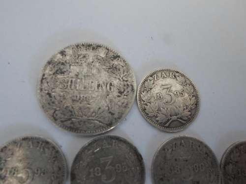 WOW!! 1893, 1895, 1896  KRUGER 3d, 6d and 1897 1 SHILLING COINS  20,6g  WOW!!