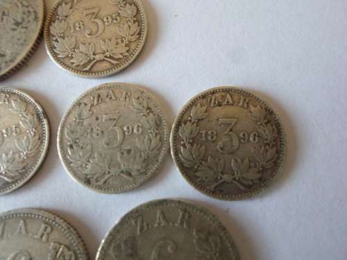 WOW!! 1893, 1895, 1896  KRUGER 3d, 6d and 1897 1 SHILLING COINS  20,6g  WOW!!