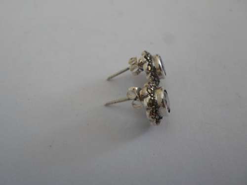 STUNNING! STERLING SILVER AMETHYST and MARCASITE EARRINGS  3,1g WOW!