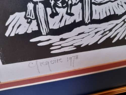 Wow!! Gregoire Boonzaier District 6 street scene linocut 300 x 225mm value R2500