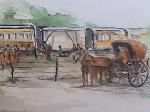 Rare!! Douglas Portway `train station` watercolour 290 x 205mm VALUE R4500