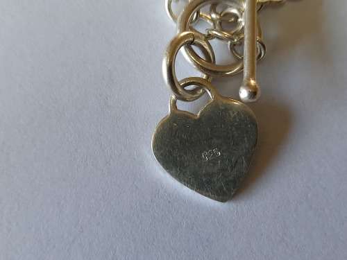 Gorgeous vintage sterling silver t-bar heart necklace 11,5g wow!!