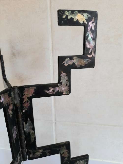 Spectacular!! 19th century chinese metal and abalone inlayed folding vase stand circa 1890`s wow!!