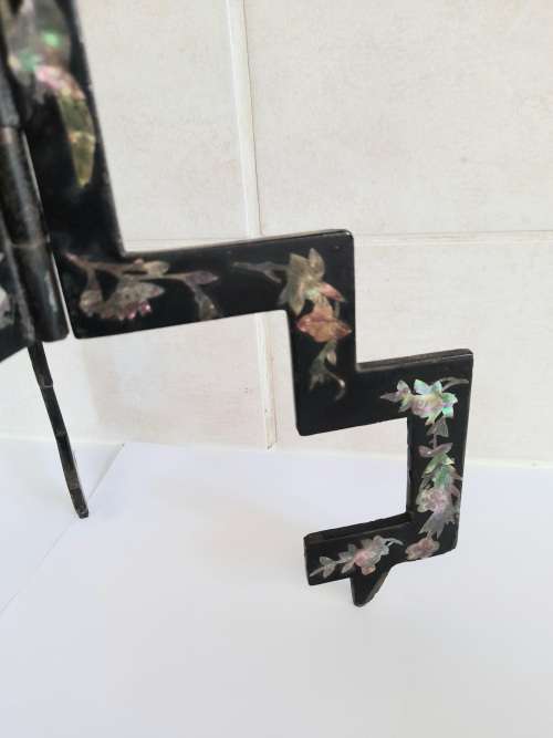 Spectacular!! 19th century chinese metal and abalone inlayed folding vase stand circa 1890`s wow!!