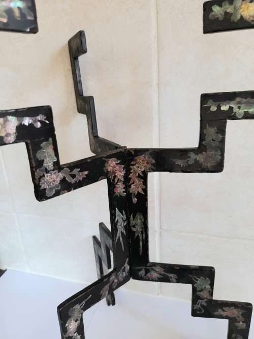 Spectacular!! 19th century chinese metal and abalone inlayed folding vase stand circa 1890`s wow!!