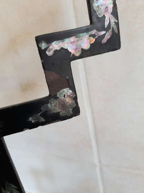 Spectacular!! 19th century chinese metal and abalone inlayed folding vase stand circa 1890`s wow!!