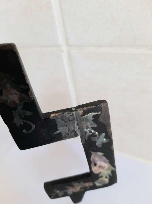 Spectacular!! 19th century chinese metal and abalone inlayed folding vase stand circa 1890`s wow!!