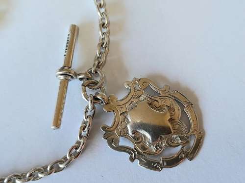 Vintage sterling silver fob chain with 1919 Birmingham silver fob 29,7g wow!!